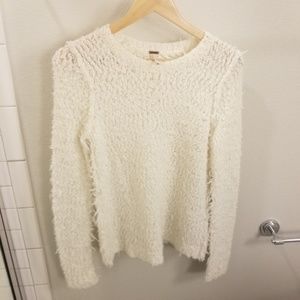 Free People Cream Color Chunky Knit Crew Neck